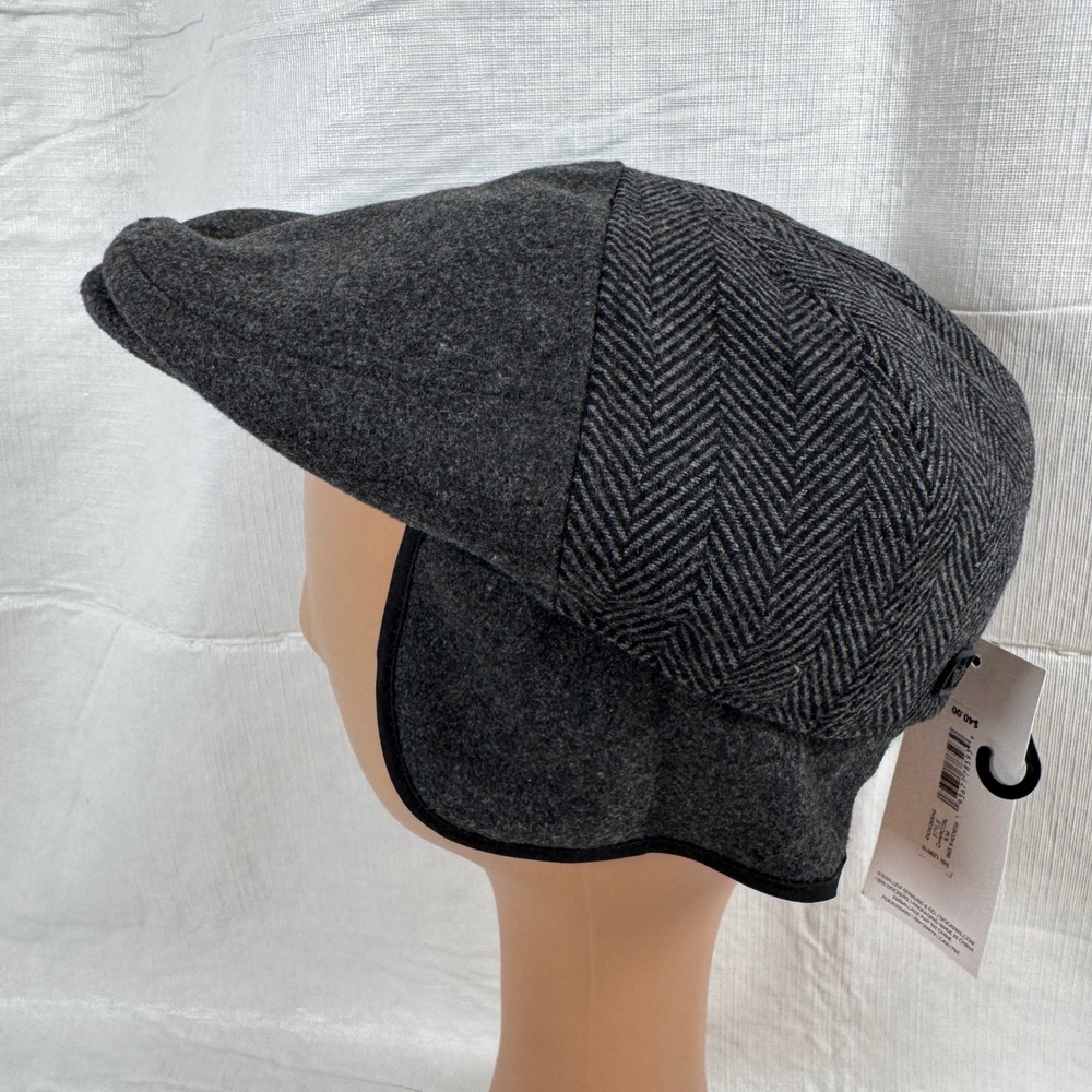NWT Dockers Mens Newsboy Charcoal Gray Herringbone Ivy Flat Cap Hat S/M - Picture 8 of 8